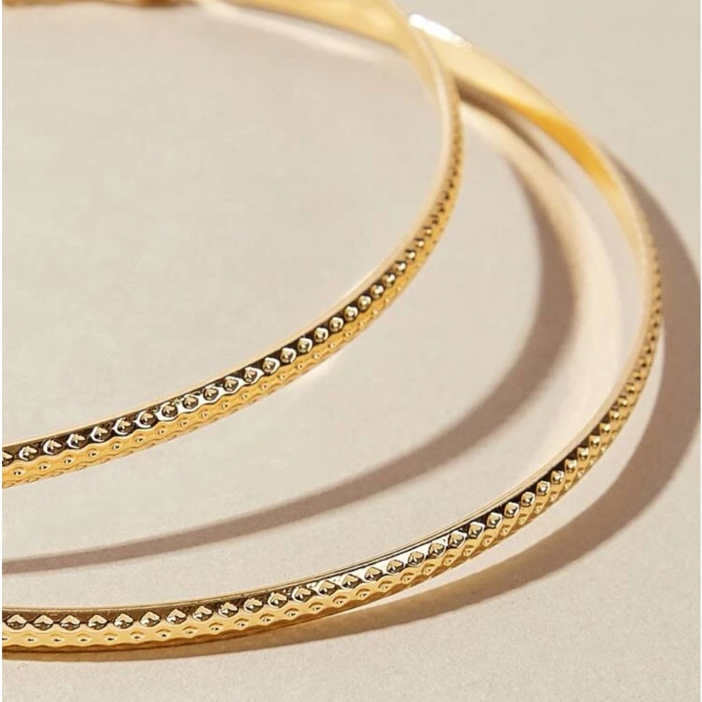 New Oversized Bohemian Handmade Diamond Cut Gold Maximalist Hoop Earrings - Picture 5 of 15